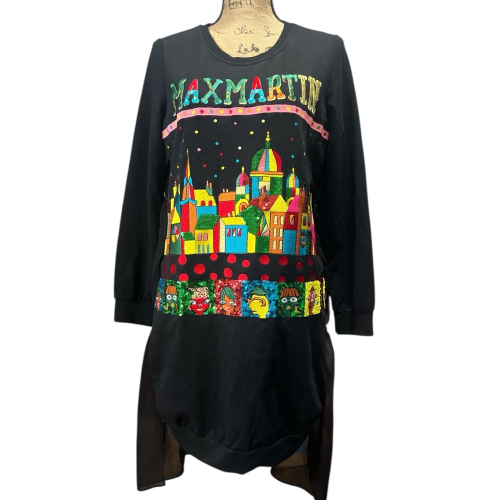 Max Martin EC Colorful Graphic Long Sleeve Top. Size large